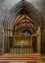 Ornate gilded altar with the Last Supper painting inside the historic Chester Cathedral in Cheshire Royalty Free Stock Photo