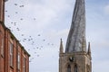 Chesterfield St Marys Church Crooked spire steeple in Derbyshire on summers day.