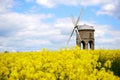 Chesterton Windmill in yellow field Royalty Free Stock Photo