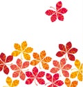 Chestnut abstract stylized fall leaves card template.