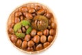 Chestnut burs and nuts Royalty Free Stock Photo