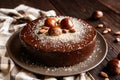 Chestnut cake with almonds and chocolate