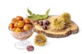 Chestnut dessert and chestnuts on a plate. Traditional delicious Turkish dessert chestnut candies (Kestane Sekeri