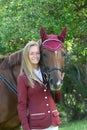 Horse and rider dressed up for a competition