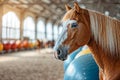 Chestnut Horse in Stable. Generative AI Photo