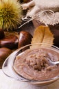 Chestnut jam in glass jar Royalty Free Stock Photo
