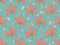 Chestnut leaves seamless pattern. Falling autumn leaves. Design for wrapping paper, print, fabric and printing. Vector Royalty Free Stock Photo