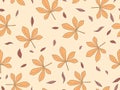 Chestnut leaves seamless pattern. Falling autumn leaves. Design for wrapping paper, print, fabric and printing. Vector Royalty Free Stock Photo