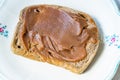 Chestnut Spread Paste with Toast Bread Slice. Creme de Marrons Royalty Free Stock Photo