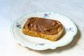 Chestnut Spread Paste with Toast Bread Slice. Creme de Marrons Royalty Free Stock Photo