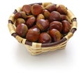 Chestnuts in the basque chestnut basket Royalty Free Stock Photo