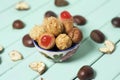 Chestnuts and Catalan panellets Royalty Free Stock Photo