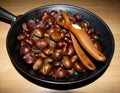 Chestnuts in a frying pan Royalty Free Stock Photo