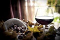 Chestnuts with glass of wine