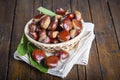 Chestnuts with leaves Royalty Free Stock Photo