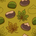 Chestnuts Leaves seamless pattern.
