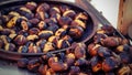 Chestnuts. New York. Street Food. Selective Focus Royalty Free Stock Photo