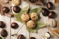 Chestnuts and panellets, typical of Catalonia Royalty Free Stock Photo