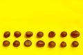 Chestnuts pattern on yellow background top view chestnut Royalty Free Stock Photo