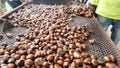 chestnuts roasted in chesnuts festival in greece