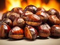 the chestnuts are roasted over the fire