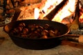 Chestnuts roated on fire Royalty Free Stock Photo