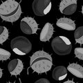 1424 chestnuts, seamless pattern with fruits of chestnut in monochrome colors, ornament for fabric and wallpaper, scrapbooking pa