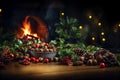 Chestnuts Traditional Open Fire Christmas Background Roasting Roasted Decorations Winter Autumn