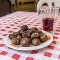 Chestnuts and wine Royalty Free Stock Photo