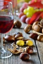 Chestnuts and wine Royalty Free Stock Photo