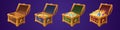 Chests with treasure, empty and full wooden trunks