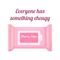 Cheugy quote with face cleaning wipes Everyone has somehing cheugy Gen Z trends. Text isolated on wthite background