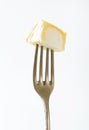 Chevre cheese on fork Royalty Free Stock Photo