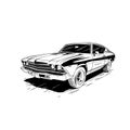 1969 Chevrolet Chevelle car illustration vector line art black and white Royalty Free Stock Photo