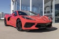 Chevrolet Corvette display at a dealership. The Corvette is now in its eighth generation and is known as the C8