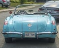 Vintage blue sport Chevrolet Corvette 1958 back detail