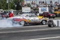 Chevrolet drag car smoke show on the track Royalty Free Stock Photo