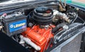 A Chevrolet engine on display at a car show in Pittsburgh, Pennsylvania, USA