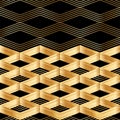 Chevron gold decor black card seamless pattern