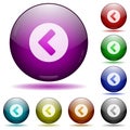 Chevron left icon in glass sphere buttons Royalty Free Stock Photo