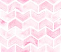 Chevron of light pink color on white background. Watercolor seamless pattern for fabric Royalty Free Stock Photo