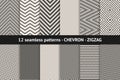 Chevron pattern collection. Vector geometric black and white seamless textures Royalty Free Stock Photo