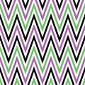 Chevron Pattern In Violet Green And Black Color. Mantis Green, Pearly Purple And Black Zigzag Pattern Retro Comic Style