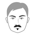 Chevron with Soul Patch Beard style men in face illustration Facial hair mustache. Vector grey black portrait male