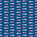 Chevron Stripe Geometric Texture Background. Classic Blue Red White Abstract Triangle Seamless Pattern. Playfull Maritime Styke Royalty Free Stock Photo