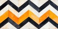 Chevron tile geometric background with orange black and white zigzag pattern Royalty Free Stock Photo