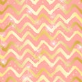 Chevron Zigzag Paint Brush Strokes Seamless pattern. Abstract Grunge pink and yellow background Royalty Free Stock Photo