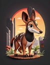 Chevrotain at Miami street, graphic design-tshirt, illustration