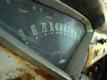 Chevy Antique or retro speedometer on rusty dashboard