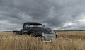 1949 chevy truck abandoned in a field